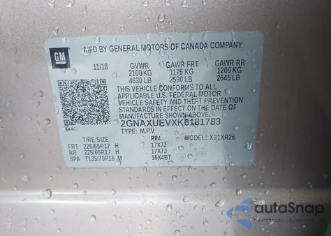 2019 Chevrolet Equinox Lt from USA, damaged, VIN 2GNAXUEVXK6181783